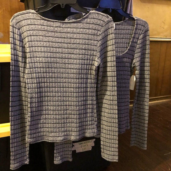 Project Social T Kimora Sweetheart Knit Top Gray with Black Stripes - Picture 11 of 12